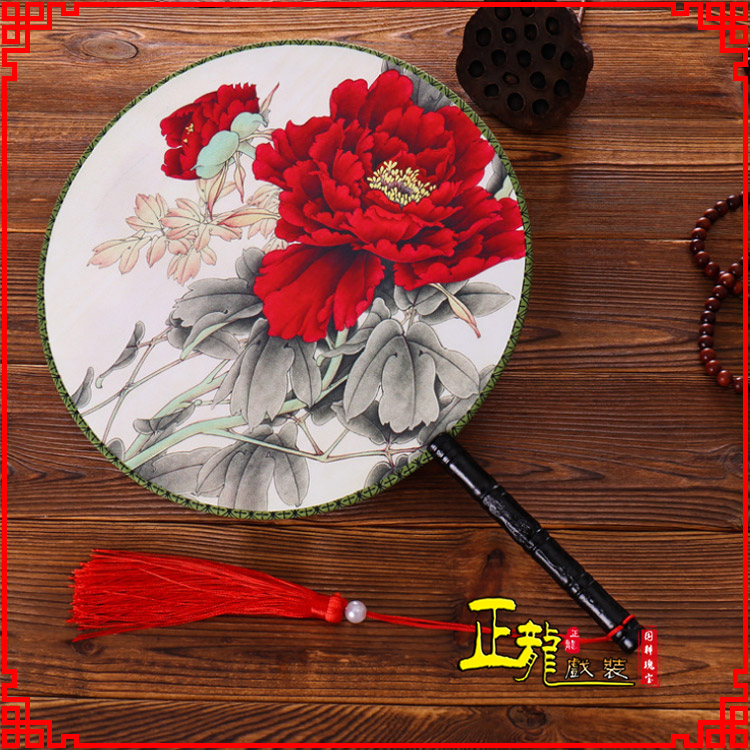 同安古典中国风团扇空白扇跳舞蹈扇 真丝宫扇