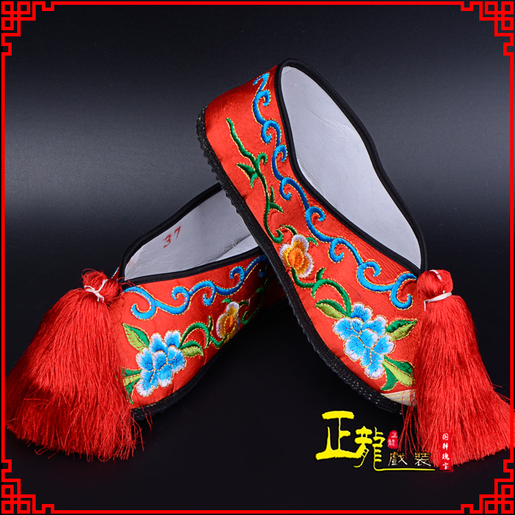 同安京剧越剧戏曲彩鞋花旦绣花 普平底彩鞋